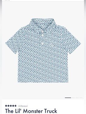Rhoback Boys White & Blue Monster Truck Polo